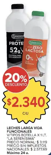 Carrefour La serenisima leches larga vida funcionales oferta