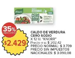 Carrefour Knorr caldo de verdura cero sodio oferta