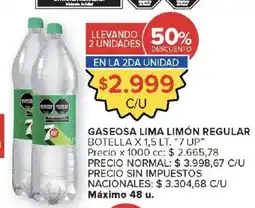Carrefour 7 up gaseosa lima limón regular oferta