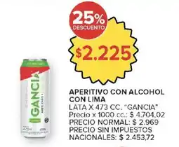 Carrefour Gancia aperitivo con alcohol con lima oferta