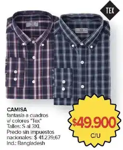 Carrefour Tex camisa fantasía a cuadros oferta