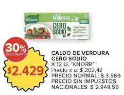 Carrefour Knorr caldo de verdura cero sodio oferta