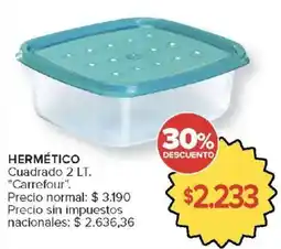 Carrefour Carrefour hermético cuadrado 2 lt oferta