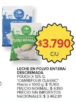 Carrefour Carrefour classic leche en polvo entera/ descremada oferta