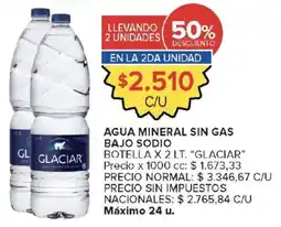 Carrefour Glaciar agua mineral sin gas bajo sodio oferta