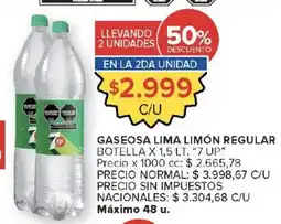 Carrefour 7 up gaseosa lima limón regular oferta