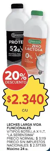 Carrefour La serenisima leches larga vida funcionales oferta