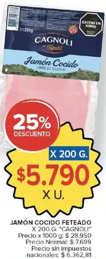 Carrefour Cagnoli jamón cocido oferta