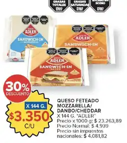 Carrefour Adler queso feteado mozzarella/danbo/cheddar oferta