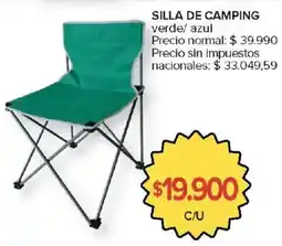 Carrefour Silla de camping verde/ azul oferta