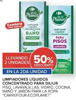 Carrefour Carrefour eco planet limpiadores líquidos concentrado para diluir piso, lavavajillas, vidrio, cocina, baño y jabón para la ro oferta