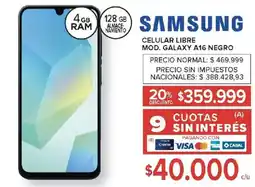 Carrefour Samsung celular libre mod. galaxy a16 negro oferta