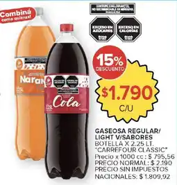 Carrefour Carrefour classic gaseosa regular/light vsabores oferta