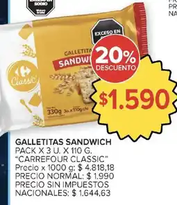 Carrefour Carrefour classic galletitas sandwich oferta