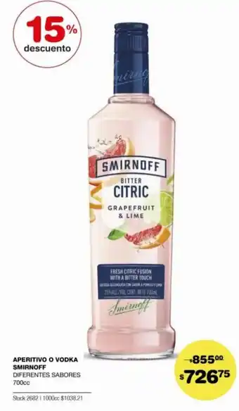 Atomo Conviene Smirnoff Aperitivo o Vodka 700cc oferta