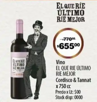 Atomo Conviene Vino El Que Rie Ultimo Rie Mejor Cordisco & Tannat x 750cc oferta