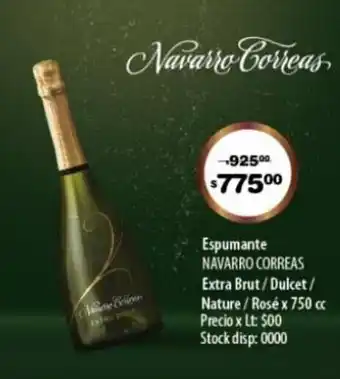 Atomo Conviene Espumante Navarro Correas Extra Brut/Dulcet/Nature/Rosé x 750cc oferta