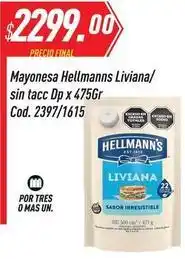 Supermercados Comodin Hellmann's - mayonesa liviana/ sin tacc dp x 475gr. cod. 2397/1615 oferta
