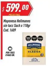 Supermercados Comodin Hellmann's - mayonesa sin tacc sach x 118gr cod. 1609 oferta