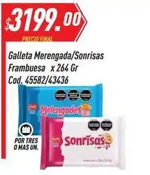 Supermercados Comodin Sonrisas - galleta merengada/ frambuesa x 264 gr cod. 45582/43436 oferta