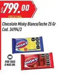 Supermercados Comodin Misky - chocolate blanco/leche 25 gr cod. 34994/3 oferta
