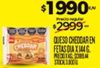 Queso cheddar en fetas