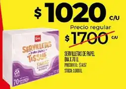 Supermercados DIA Dio servilletas de papel oferta