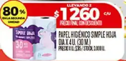 Supermercados DIA Simple hoja papel higiénico oferta