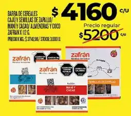 Supermercados DIA Zafrán barra de cereales caju y semillas de zapallo/ maní y cacao/ almendras y coco oferta