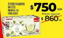 Supermercados DIA Dia té verde en saquitos oferta