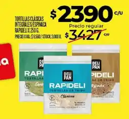 Supermercados DIA Rapideli tortillas de trigo clásicas oferta