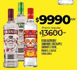 Supermercados DIA Smirnoff vodka raspberry tamarindo green apple oferta