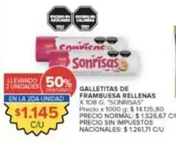 Carrefour Market Sonrisas - galletitas de frambuesa rellenas oferta