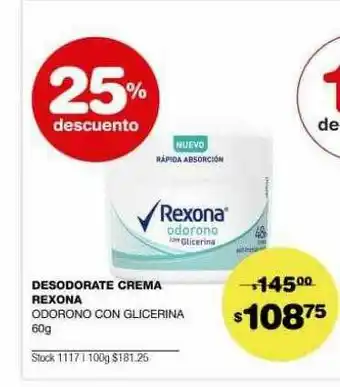 Atomo Conviene Desodorante Crema Rexona 25% Descuento oferta