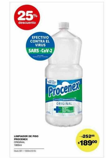 Atomo Conviene Limpiador De Piso Procenex 25% Descuento oferta