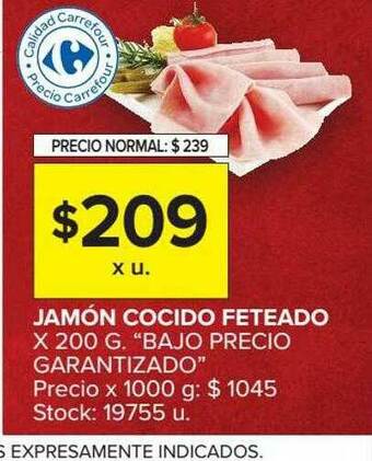 Carrefour Jamón Cocido Feteado oferta