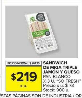 Carrefour Sandwich De Miga Triple Jamón Y Queso oferta