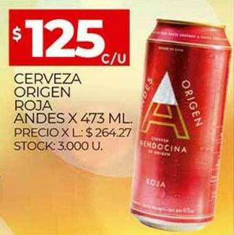 Supermercados DIA Cerveza Origen Roja Andes oferta