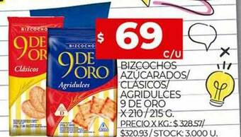 Supermercados DIA Bizcochos Azucarados Clasicos Agridulces 9 De Oro oferta