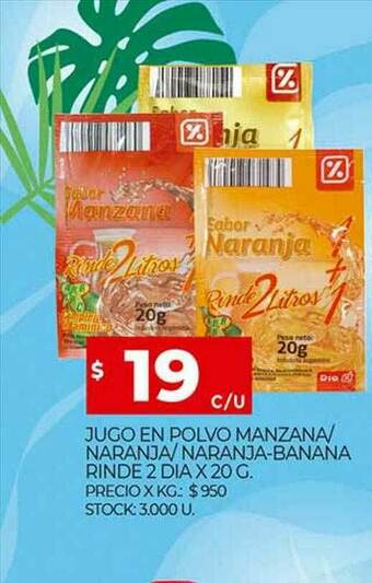 Supermercados DIA Jugo En Polvo Manzana Naranja Naranja-banana Rinde 2 Dia oferta