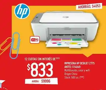 Walmart Impresora Hp Deskjet 2775 oferta