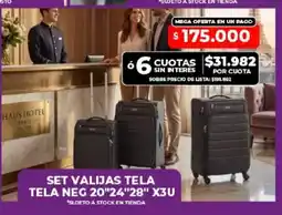 Supermayorista Vital Set valijas tela tela neg 20"24"28" x3u oferta