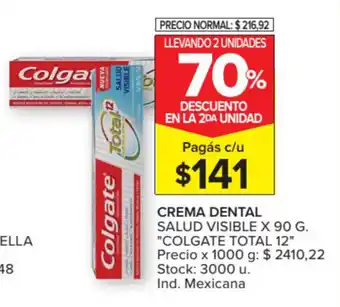 Carrefour Colgate Total Crema Dental Salud Visible x 90g oferta