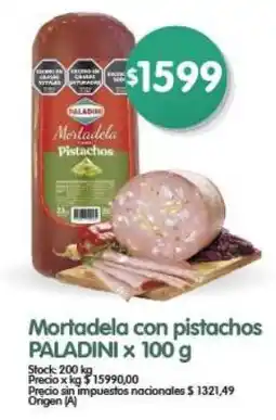 Supermercados Buenos Días Paladini mortadela con pistachos oferta