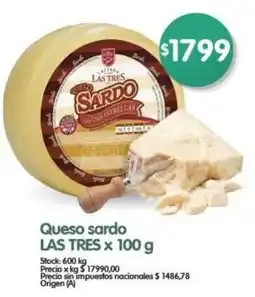 Supermercados Buenos Días Las tres queso sardo oferta