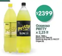 Supermercados Buenos Días Pritty gaseosa limón oferta