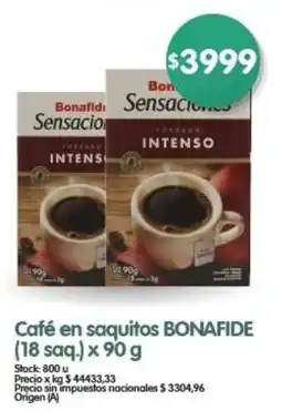 Supermercados Buenos Días Bonafide café en saquitos oferta