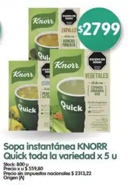 Supermercados Buenos Días Knorr sopa instantánea quick toda la variedad oferta