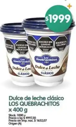 Supermercados Buenos Días Los quebrachitos dulce de leche clásico oferta