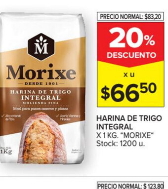 Carrefour Morixe Harina de Trigo Integral x 1kg oferta